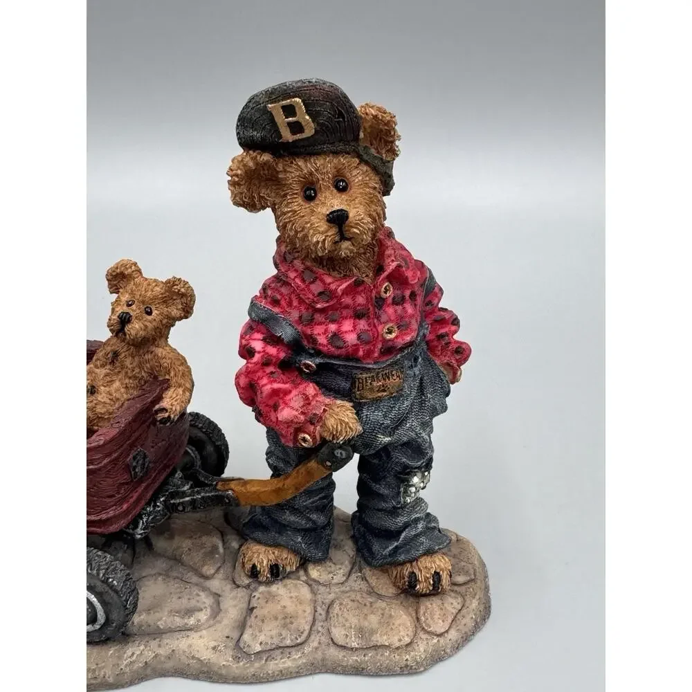 Boyds Bears Huck w/ Mandy Zoe Zack Rollin Along Wagon Figurine 227727